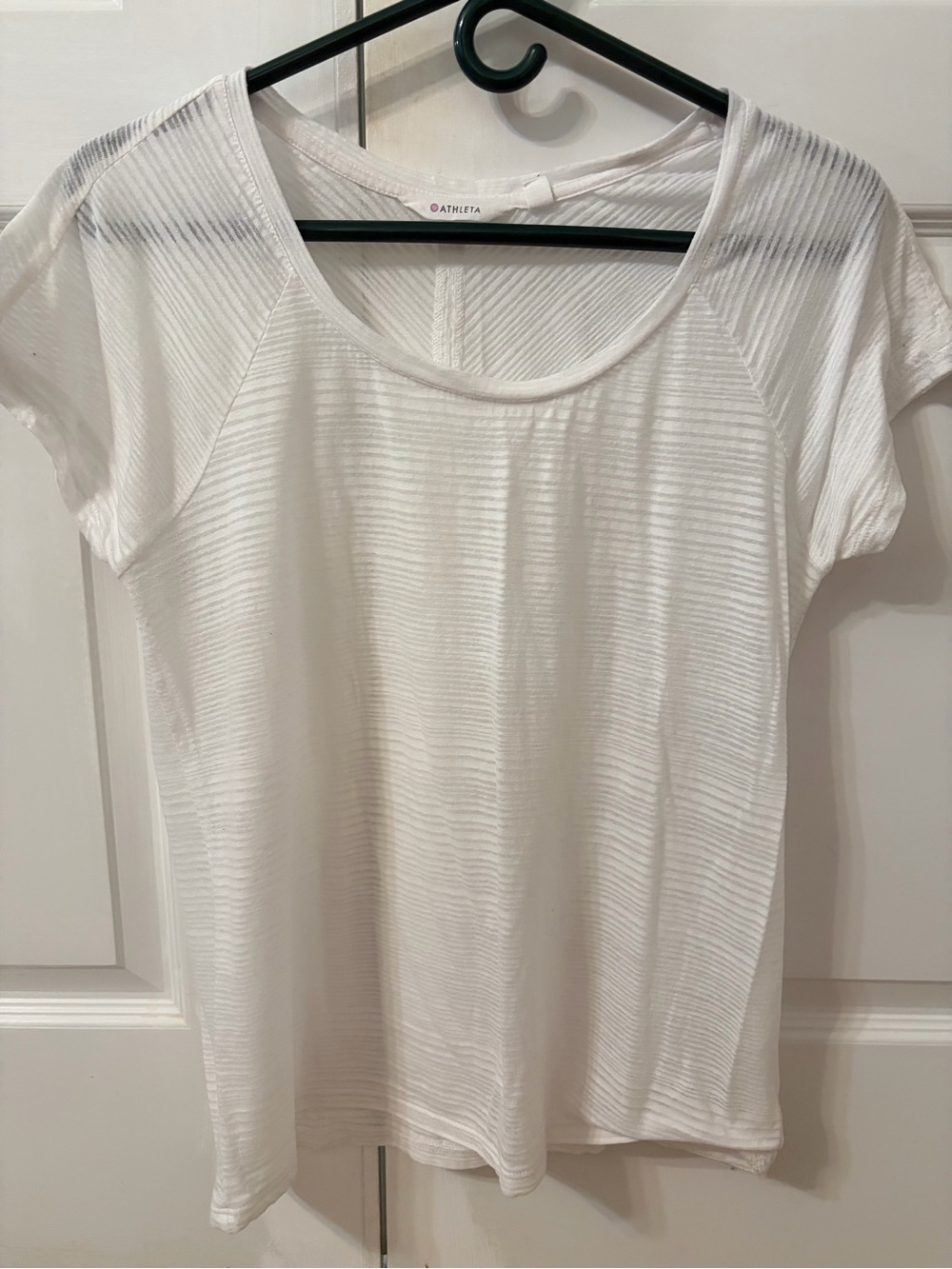 Athleta White Short Sleeve Scoop Neck Performance Tee